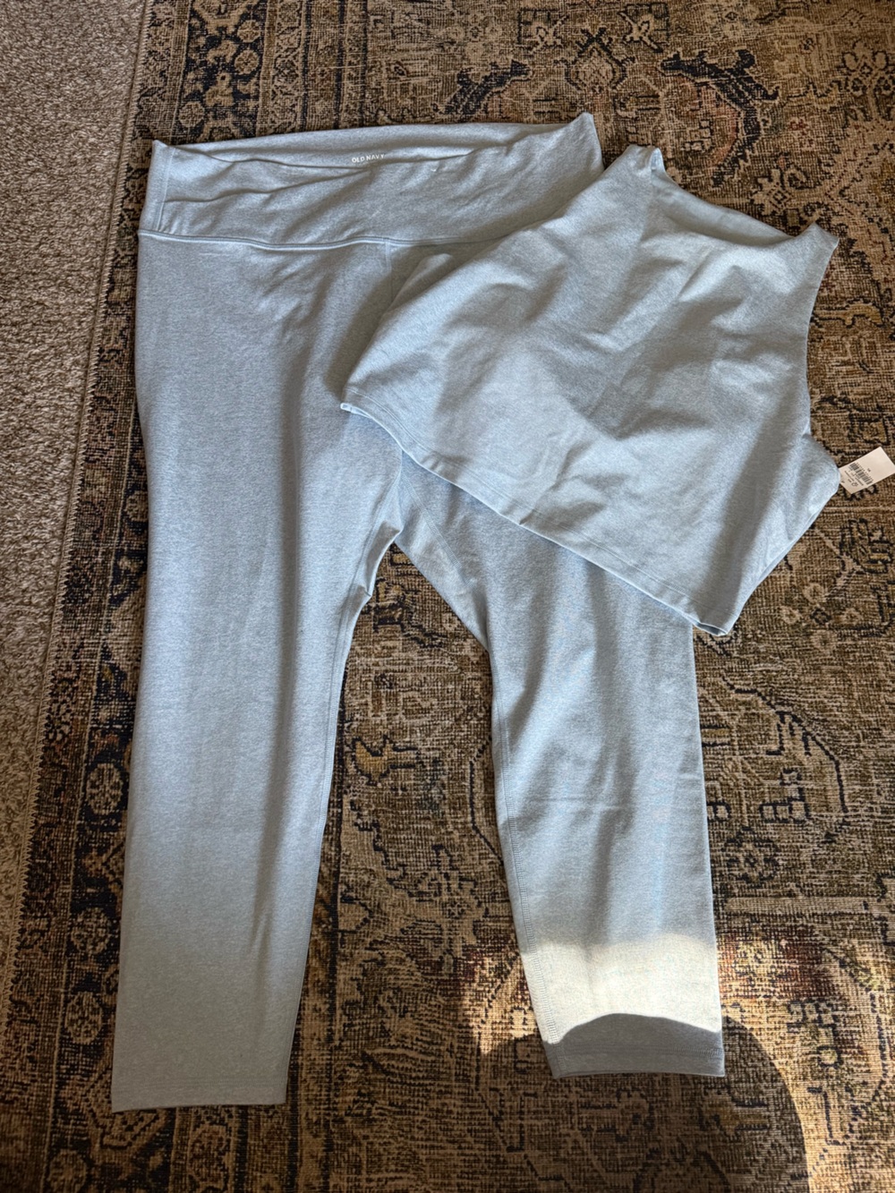 NWT Old Navy PowerSoft 2-Piece Activewear Set - Light Blue Heathered - Size 2XL